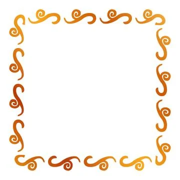 Simple seamless vector gold golden square hand draw sketch floral border イラスト素材