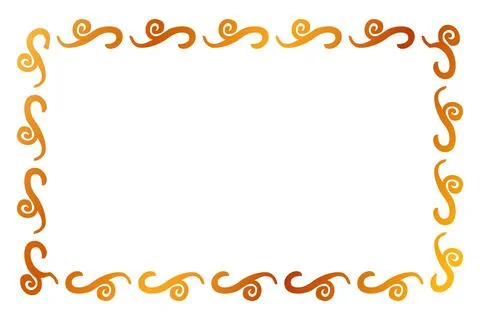 Simple seamless vector gold golden rectangle hand draw sketch floral border Stock Illustration