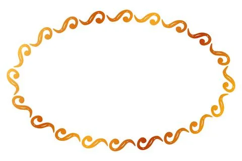 Simple seamless vector gold golden oval hand draw sketch floral border Stock Illustration
