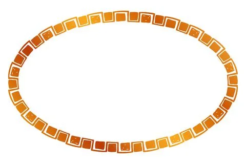 Simple seamless vector gold golden oval hand draw sketch floral border Stock Illustration