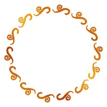 Simple seamless vector gold golden circle hand draw sketch floral border Stock Illustration