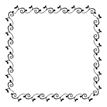 Simple seamless vector square hand draw sketch floral border Stock Illustration