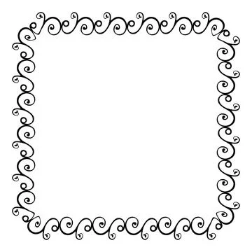Simple seamless vector square hand draw sketch floral border イラスト素材