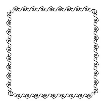 Simple seamless vector square hand draw sketch floral border Stock Illustration