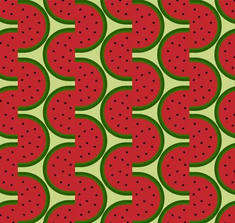Simple seamless Watermelon pattern. Wavy Lines made of Watermelon slices with Illustrazione stock