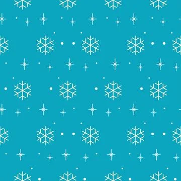 Simple seamless winter pattern. snowflakes on blue background Stock Illustration