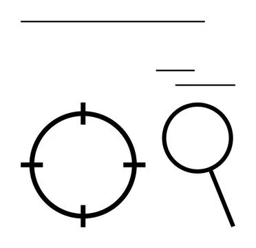 Simple Search and Target Icons with Lines Indicating Progress and Hierarchy Stockillustratie