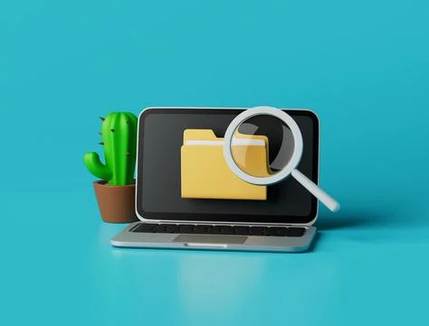 Simple search folder in explorer 3d render illustration. Stock Illustration