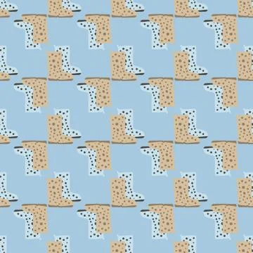Simple season seamless pattern with rubber boot elements. Beige shoes silhoue Illustrazione stock