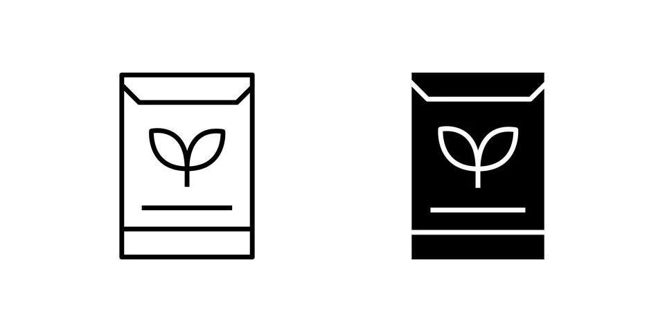 Simple seed packet icon set representing planting, growing, and cultivation.. Illustrazione stock
