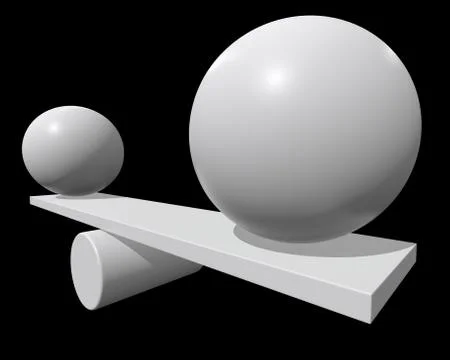 Simple seesaw scales 3d render Illustrazione stock