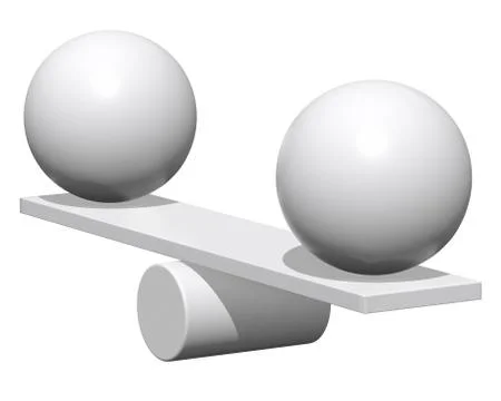 Simple seesaw scales 3d render Illustrazione stock