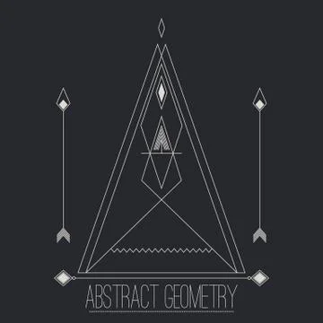 Simple separate abstract geometric figure with lines, arrow, cir Stock Illustration