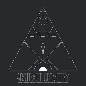 Simple separate abstract geometric figure with arrow, lines, cir Stock Illustration
