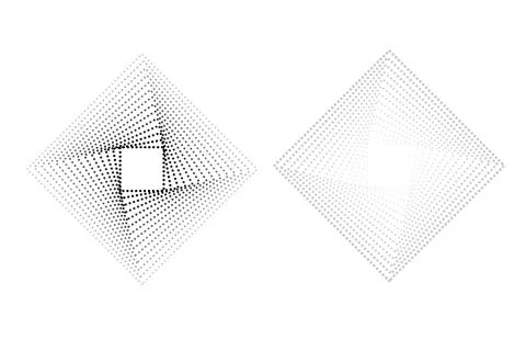 Simple Set, 2 Style Vector Black and White Square Halftone, isolated on white Illustrazione stock