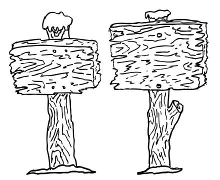 Simple Set 2 Vector hand draw sketch, wooden direction Stock Illustration