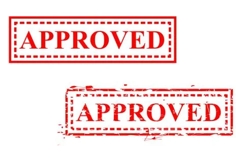 Simple Set 2 Vector red Rectangle rubber stamp effect Approved, Isolated on W Stock Illustration