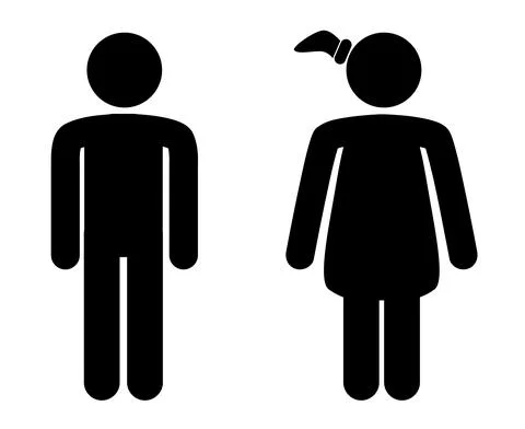 Simple set 2 Vector Stick man and woman stickman stand Isolated on white Stock Illustration