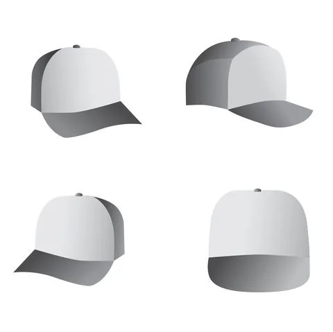 Simple Set 4 Vector Indonesia Senior Gray High School Hat Stock Illustration
