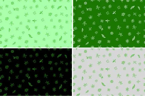 Simple Set 4 Vector Seamless Flower and Leaf Background イラスト素材