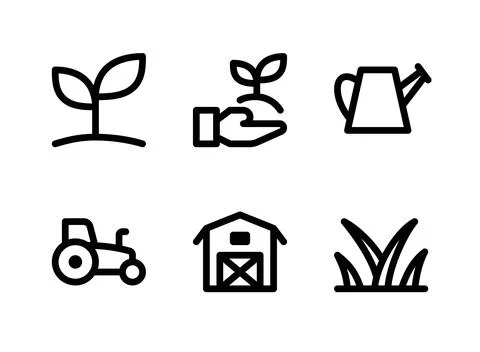 Simple Set of Agriculture Related Vector Line Icons Stock Illustration
