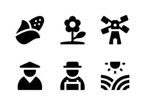 Simple Set of Agriculture Related Vector Solid Icons Stock Illustration