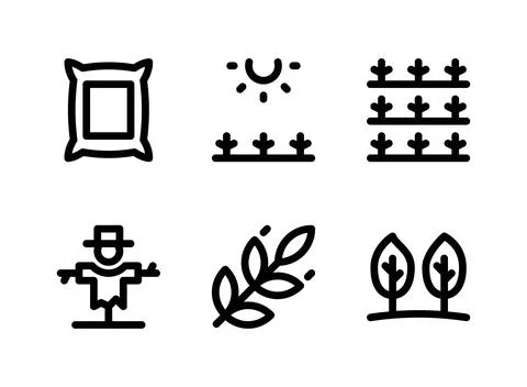 Simple Set of Agriculture Related Vector Line Icons Stock Illustration