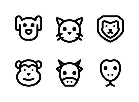 Simple Set of Animal Related Vector Line Icons Stock Illustration