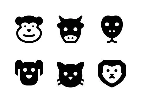 Simple Set of Animal Related Vector Solid Icons Stock Illustration