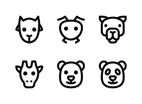 Simple Set of Animal Related Vector Line Icons Stock Illustration