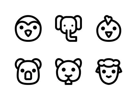 Simple Set of Animal Related Vector Line Icons Stock Illustration