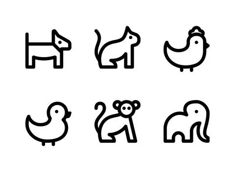 Simple Set of Animal Related Vector Line Icons Stock Illustration