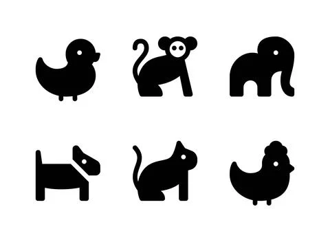Simple Set of Animal Related Vector Solid Icons Stock Illustration
