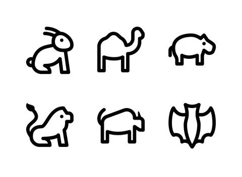 Simple Set of Animal Related Vector Line Icons Stock Illustration
