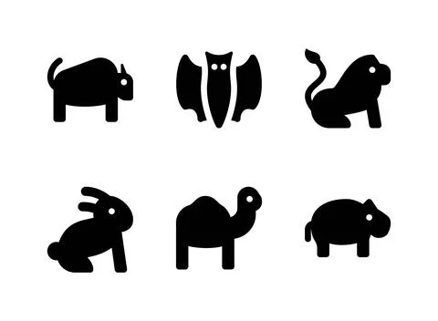 Simple Set of Animal Related Vector Solid Icons Stock Illustration