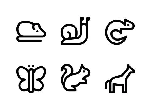 Simple Set of Animal Related Vector Line Icons Stock Illustration