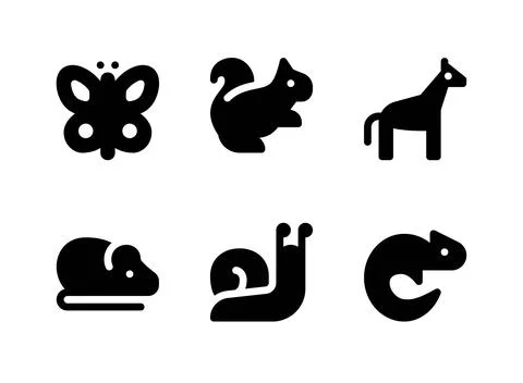 Simple Set of Animal Related Vector Solid Icons Stock Illustration