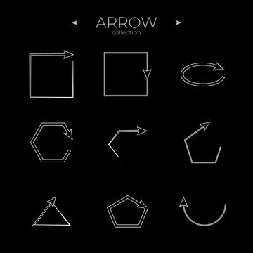 Simple set of arrow icons. Arrow vector icon set. Thin line style. For Apps Illustrazione stock