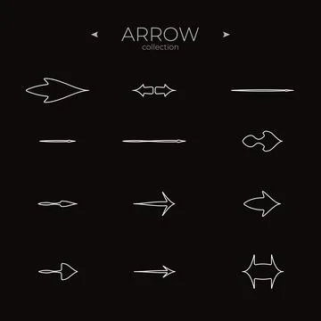 Simple set of arrow icons. Arrow vector icon set. Thin line style. Simple Illustrazione stock