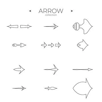 Simple set of arrow icons. Arrow vector icon set. Arrow basic UI elements. For Illustrazione stock