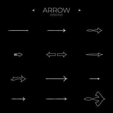 Simple set of arrow icons. Line icons collection. Arrow basic UI elements. To Stock Illustration
