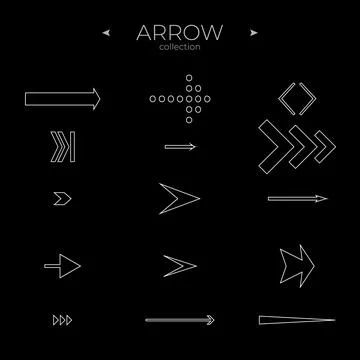 Simple set of arrow icons. Linear Arrow icons set. Arrow basic UI elements 스톡 일러스트