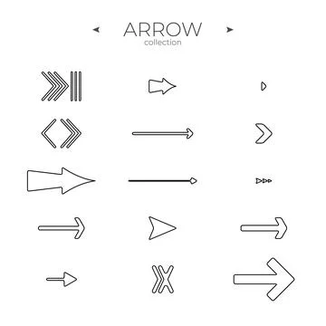 Simple set of arrow icons. Linear Arrow icons set. Trendy line style. For Apps Stock Illustration