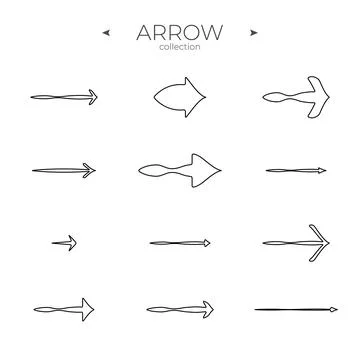 Simple set of arrow icons. Outline symbol collection. Arrow basic UI elements 스톡 일러스트