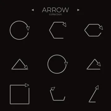 Simple set of arrow icons. Outline symbol collection. Arrow basic UI elements Illustrazione stock