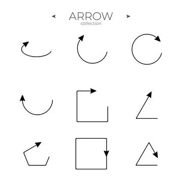 Simple set of arrow icons. Smooth Arrow icons set. Thin line style. For Web Illustrazione stock