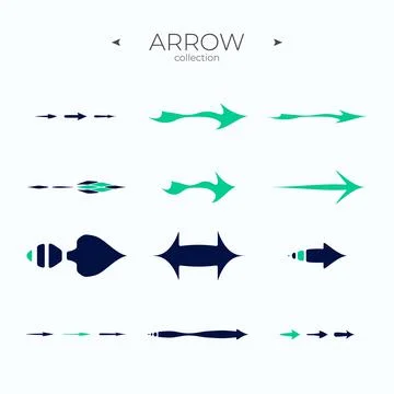 Simple set of arrow icons. Smooth arrow symbol collection. Trendy line style Stock Illustration