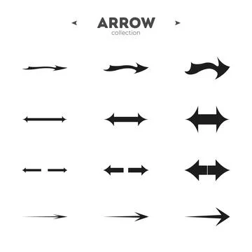 Simple set of arrow icons. Universal Arrow icon. Arrow basic UI elements. For Illustrazione stock