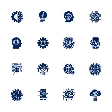 Simple Set of Artificial Intelligence Related Vector Line Icons. EPS 10 Illustrazione stock