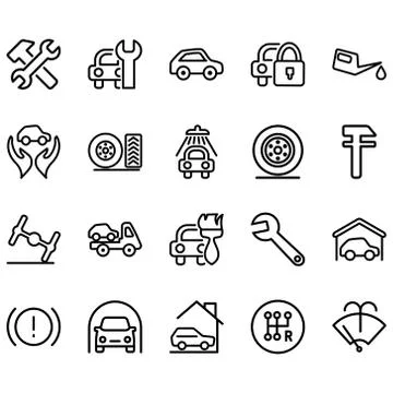 Simple set of automatic services Icons Related Lines Icons. Stock Illustration